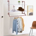 thumbnail image 6 of Wall-Mount Clothes Hanging Rod Industrial Pipe Rack Clothing Rail Shelves Garment Holder, 6 of 16