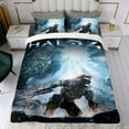 thumbnail image 4 of Halo-themed Bed Sheet Set Three Piece Set Comfortable And Skin Friendly Unique Design Home Decor Gifts For Family Friends fans54''x79''（135*200cm）, 4 of 6