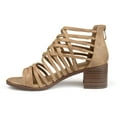 thumbnail image 3 of Brinley Co. Faux Leather Caged Criss-cross Heeled Sandals (Women's), 3 of 8