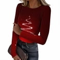 thumbnail image 2 of Jovrlynd Christmas Shirts for Women Long Sleeve Stretchy Fitted Cute Funny Lightweight T Shirt for Holiday Party, 2 of 6