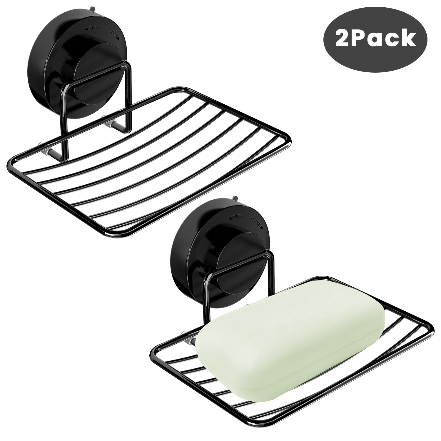 2 Pack Suction Soap Dish Holder for Shower Bathroom Tub and Kitchen