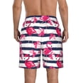 thumbnail image 3 of Naloa Dark Blue Stripes and Flamingos Men's Beach Shorts, Surfing shorts, Swim trunks, Quick Dry Swim Trunks for Surfing Beach Fun - X-Large, 3 of 9