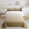 thumbnail image 2 of Feelyou Modern Brown Gradient Bedding Comforter Set for Adult, Chic Art Abstract Twin Comforter Sets, Simple Fashion Theme Reversible Bedding Set, Lightweight Room Decor, 2pcs, 2 of 8