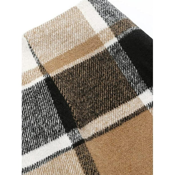 Khaki plaid top wool skirt