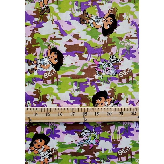 100% Cotton Fabric Nickelodeon's Dora The Explorer, Dora And Boot Print/45"WIDE