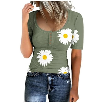 Musuos Women Short Goth T-shirt, Slim-fit Contrast Color Floral