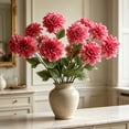 thumbnail image 6 of Gallickan 1pc 3-Head Artificial Dahlia Flower, 25.19in Faux Silk Large Bloom Stem, Realistic Peony for Home Table Wedding Decor, Red, Style I, 6 of 6