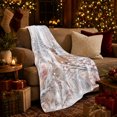 thumbnail image 3 of Winter Woodland Deer Rabbit Bird Snowy Forest Pink, Festive Holiday Scene, Warm Flannel Blanket for Living Room and Reading Nook, Art Lovers Christmas Gift, Festive Home Decor, 3 of 9