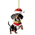 thumbnail image 2 of YOHAVEN Dachshund Dog Christmas Ornament Acrylic Pendant, Holiday Hanging Decoration with Santa Hat for Xmas Tree Car Rearview Mirror Backpack Festive Decor, 2 of 6