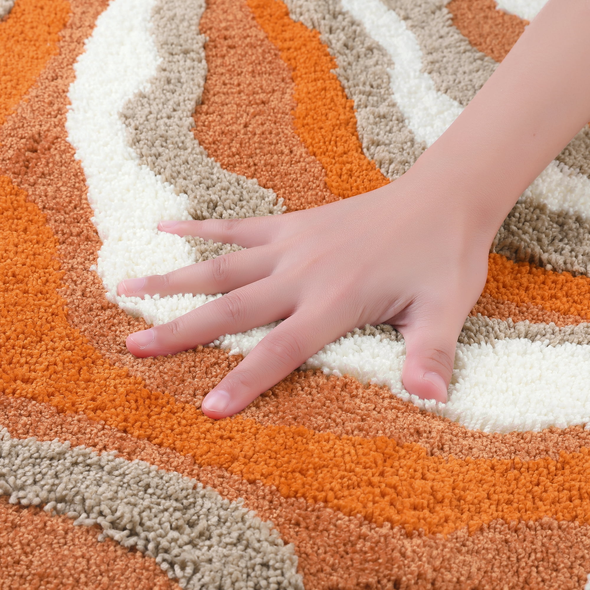 Unique Bargains Bathroom Rug Soft Bath Mat Non-Slip Thickening Bath Rugs Orange 20"x32"