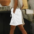 thumbnail image 2 of iHPH7 Bermuda Shorts for Women, Knee Length Shorts Women, Gauze Shorts for Women, Linen Clothing, Womens Shorts Casual, White XL, 2 of 6