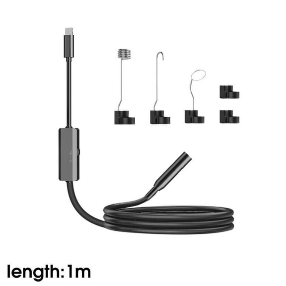 LigoWave 8 LED Lights with Adjustable Brightness Waterproof ,Endoscope Inspection Camera for iOS iPhone,1M,Black