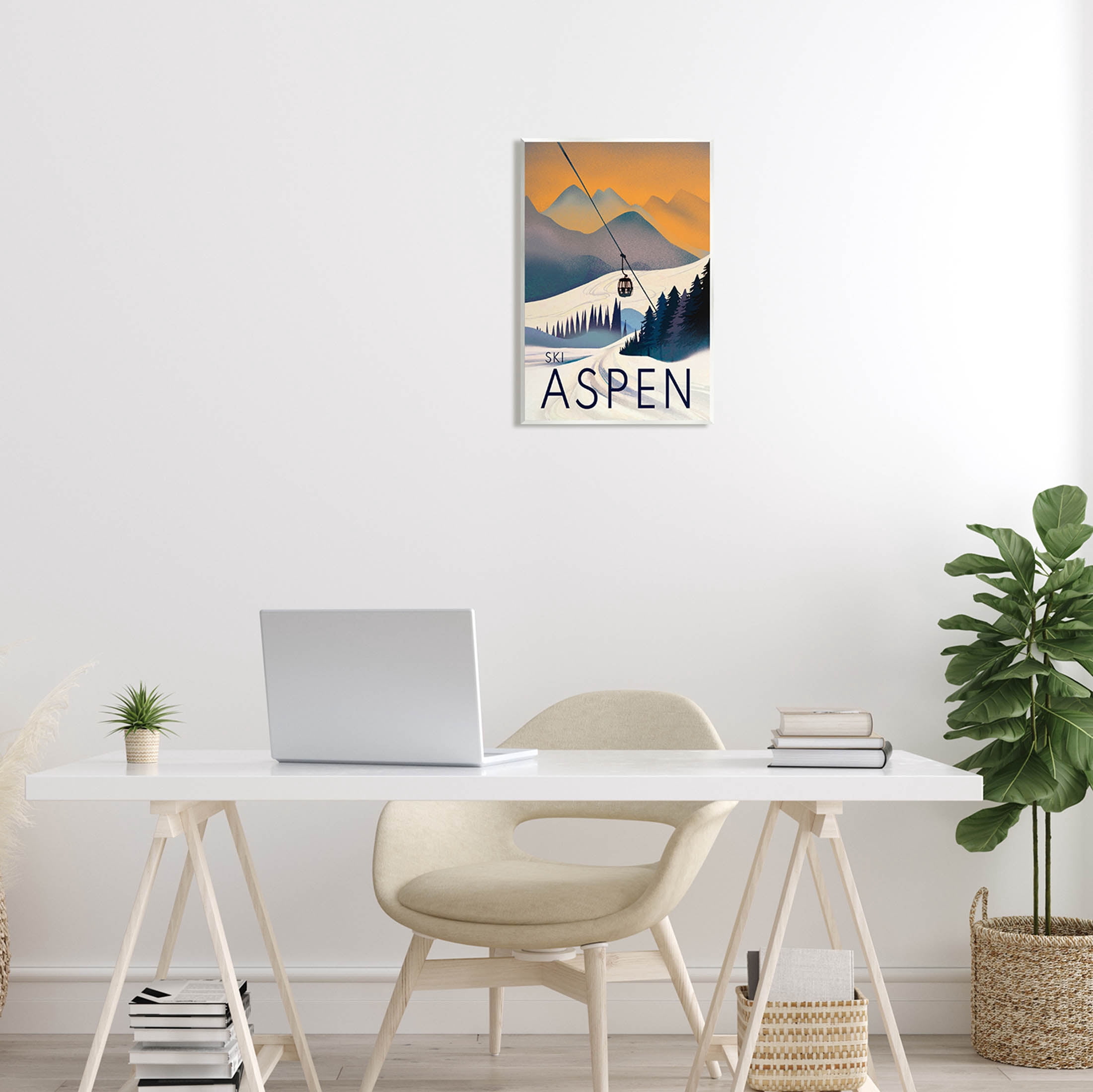 Stupell Industries Aspen Snow Slopes Mountain Graphic Art Unframed Art Print Wall Art, Design by Ziwei Li