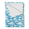 thumbnail image 2 of Blue and White Soft Flannel Fleece Throw Blanket, Swirling Fluffy Cloud Shapes with Japanese Influences, Cozy Plush for Indoor and Outdoor Use, 50" x 60", Blue Baby Blue and White, by Ambesonne, 2 of 5