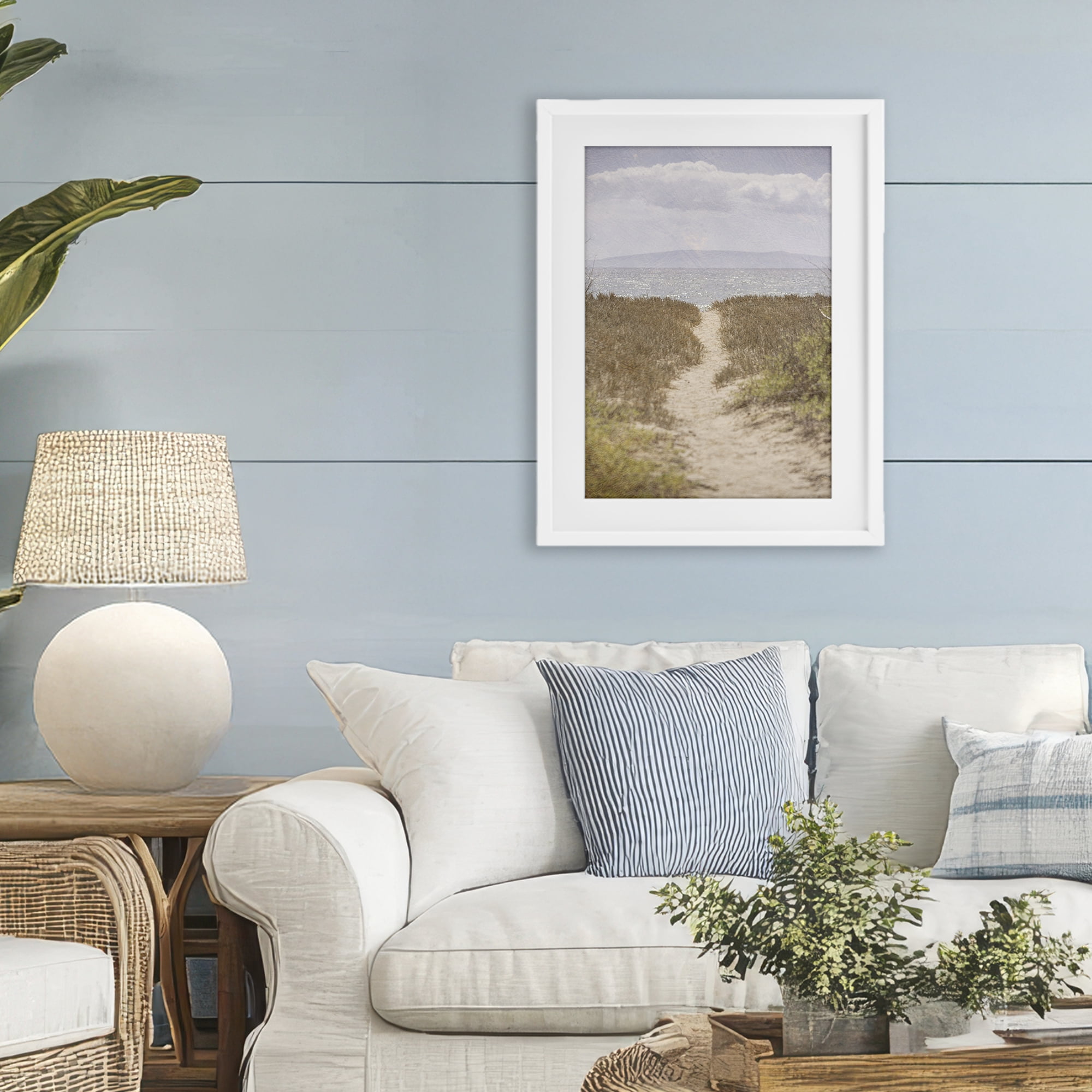 Stupell Industries Path to Misty Ocean White Framed Print Under Glass, design by Aaron Matheson