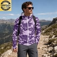 thumbnail image 3 of Havenx Upf 50+ Sun Protection Hooded Jacket for Men Camo Long Sleeve Full Zip Jackets Thumbhole Hooded Rash Guard Casual Summer Lightweight Athletic Workout Clothing,Purple 3XL, 3 of 7