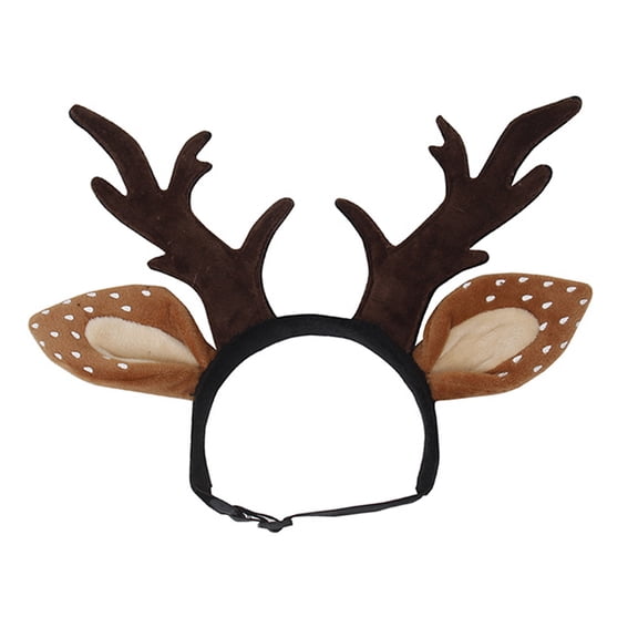 YIFAEUX Pets Christmas Antlers Headband Adjustable Deer Hairband with Spotted Ears Deer Cosplay Headband for Dogs Cats Festive Costume Christmas Gift