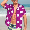 thumbnail image 7 of Honeii Purlpe And White Polka Dot Print Men’s Hawaiian Shirt,Classic Button-Down Short Sleeve Shirt, for Beach, Vacation, and Outdoor Activities,X-Large, 7 of 7