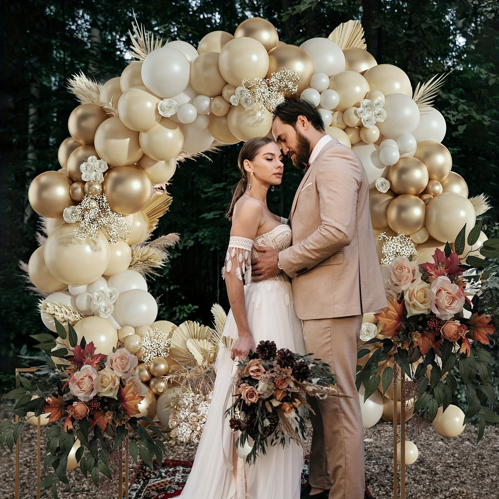 119pcs Elegant White & Golden Balloon Arch Kit - Perfect for Weddings, Engagements, Birthdays, Graduations & More - Versatile Party Decor Set