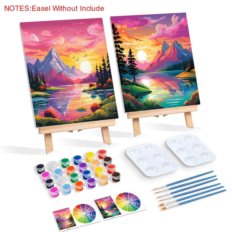 Paint and Sip Kit for Adults with Stand, 8x10 Inch Pre Drawn Stretched Canvas for Painting Your Partner Date Night Valentines Day