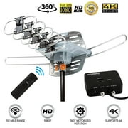Infrared Remote Control Motorized Outdoor TV Antenna, 150 Mile Reception UHF VHF FM 360 Degree