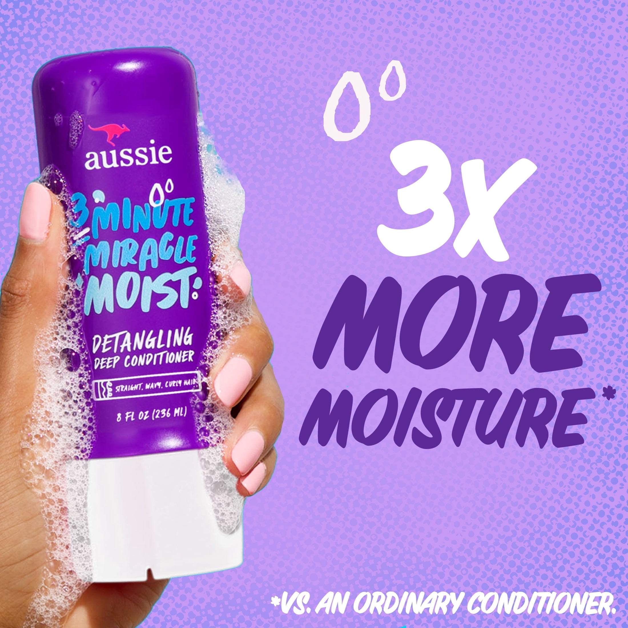 Aussie 3 Minute Miracle Moist Detangling Deep Conditioner, Paraben Free, 8 fl oz