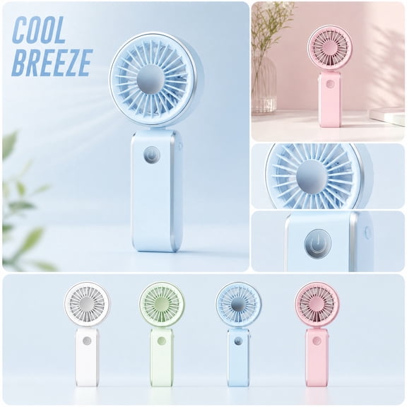 THOPBPRK Mini Handheld Fan Portable Pocket Fan Rechargeable Personal Cooler 3 Speed High Airflow Cordless Fan Lightweight Design Outdoor Travel Camping Desktop , 1Pack Blue