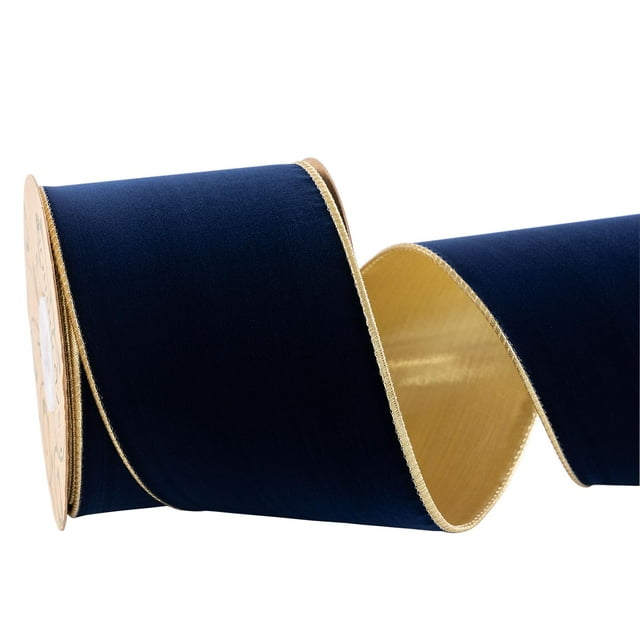 Cinta decorativa CSZD RIBBON azul marino, 10 m x 10 cm, terciopelo