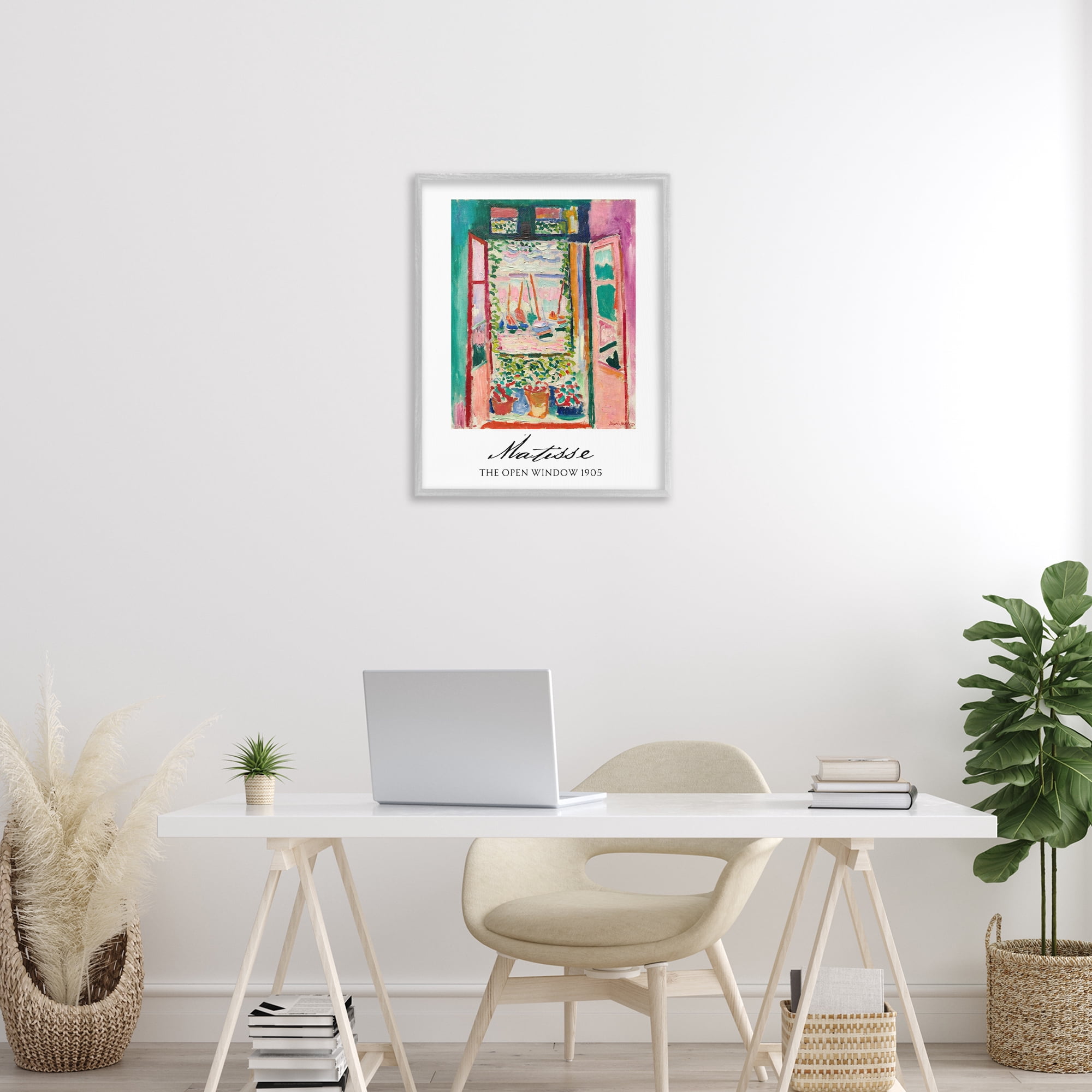 The Open Window Matisse Gray Framed Giclee Art, design by Vintage Hustle