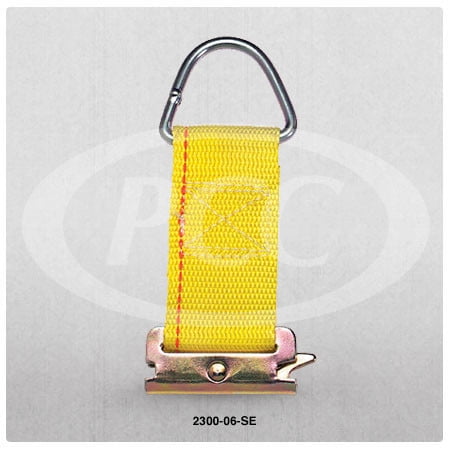 Pacific Cargo Tie Down Track Adapter 2300-06-SE Rope Tie-Off; 6 Inch Length x 2 Inch Width; 1000 Pound Break Strength; Yellow; With Spring E Track Fitting