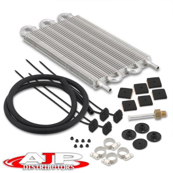 AJP Distributors Universal Car Power Steering Transmission Engine Motor Cooling 6 Row Coolant Remote Aluminum Oil Cooler Kit Extra Radiator Relocation Upgrade Set 12" X 7.5" X 0.75"