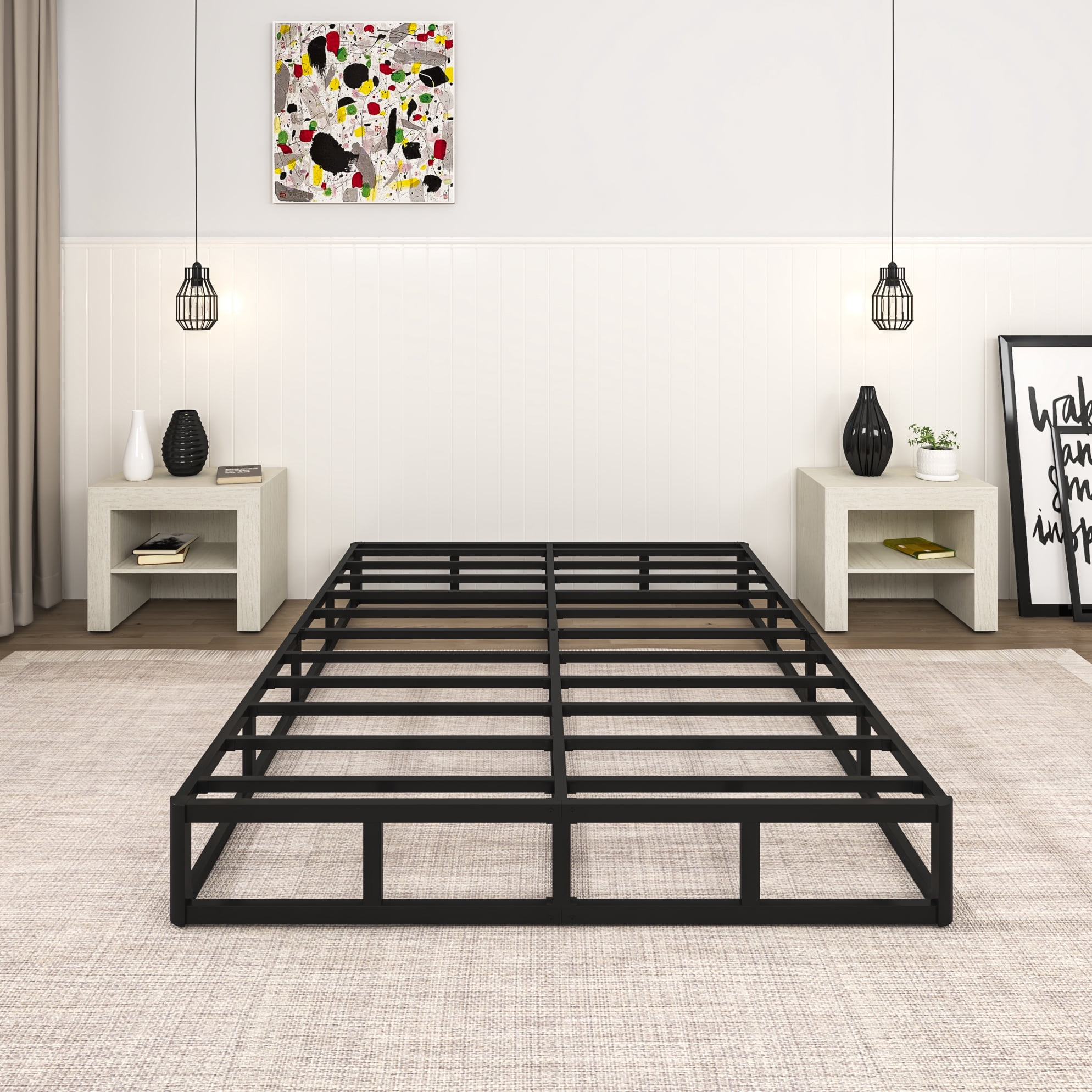 NULS Queen Box Springs 9 Inch, Heavy Duty Metal Frame Mattress Foundation with Easy Clean Cover, Noise Free, Easy Assembly