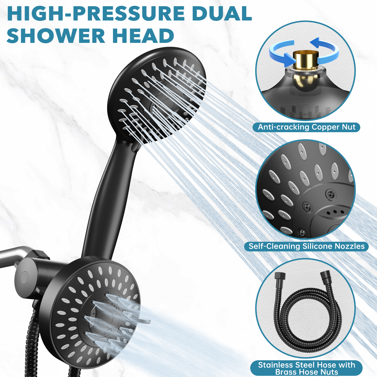 Cshidworld Dual Shower Head System with Rainfall Combo photo 2