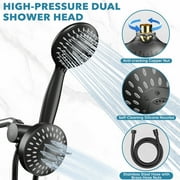 Cshidworld Premium High Pressure Dual Shower Head, 3-Way Rainfall Combo, 5 Spray Handheld Shower Head and 5 Spray Rain Showerhead with 60” Stainless Steel Hose Separately or Together, Matte Black