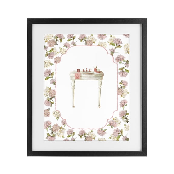 Stupell Industries Elegant Hydrangeas Vanity Black Framed Print Under Glass, design by Carol Robinson
