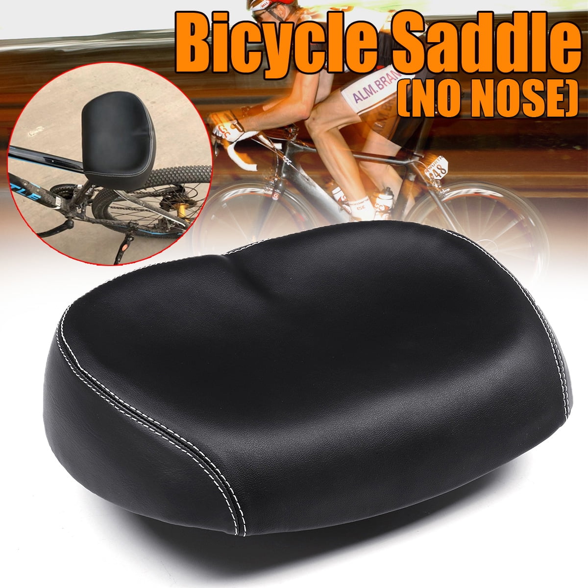 Bicycle Cushion Extra Comfort Wide Big Bum Bike Soft Pad Saddle Seat with Back 