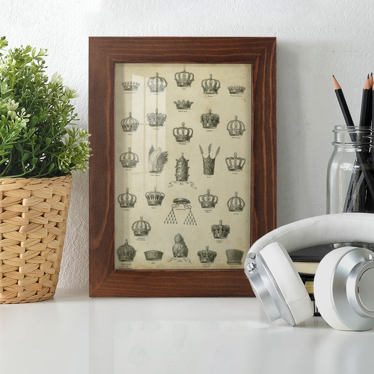 Heraldic Crowns & Coronets II -Framed Print w/glass-Chestnut