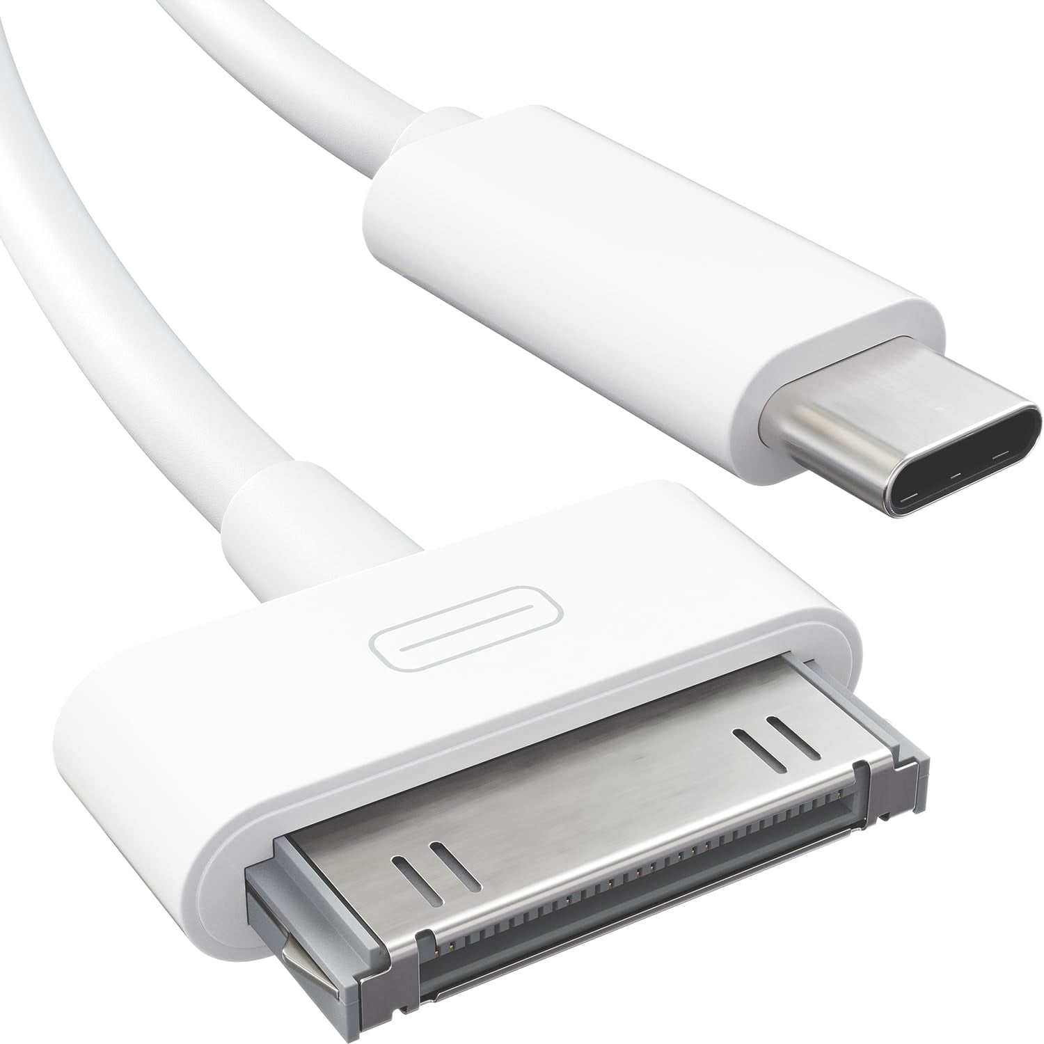 MHAWBL-30-Pin to USB C Adapter Cable for iPhone 4S/4/3G/3/1, iPad 3/2/1, iPod 3 – 3ft – Male to Male, White (Next-Generation Data/Charging Cable from USB-C to Dock Connector)