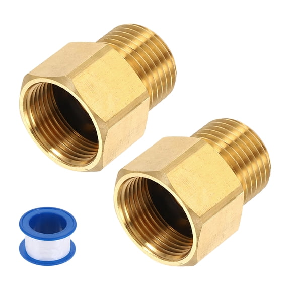 Uxcell 2 Pack Pressure Washer Adapter, M22 Female to G1/2" Male Quick Connect Fittings Brass Swivel Adapter with Sealant Tape for Pressure Power Washers Hose