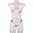 thumbnail image 2 of Garter Belts Lingerie Sets, Embroidery Lace Mesh Push Up Underwear Sets Breathable  For Lady For Wedding Night ANGGREK M blanco, 2 of 6