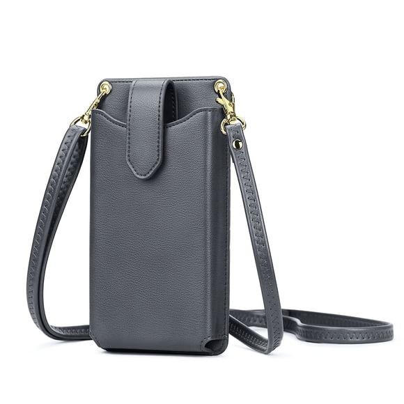 Monedero bandolera para teléfono móvil Peacocktion para mujer, color gris oscuro