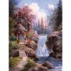 thumbnail image 1 of Cuadros Decorativos 5D DIY Diamond Painting Kits Full Round Drill Cascada Choza Mosaico Imagen Artesanía Likrtyny embutido en tela, 1 of 9
