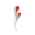 thumbnail image 2 of Opvise Lady Lapel Brooch Red Tulip Shape Rhinestone Decor Suit Coat Collar Formal Occasion Commute Office Clothes Pin Party Prom Jewelry, 2 of 7