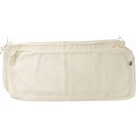 Water Outdoor Durable Canvas Polyester Fabric Patio Chair Bench Cushion Covers with Ties (2 Covers Pack) (Off White, 45"x18"x3")