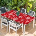 thumbnail image 2 of Red Christmas Table Cloths for 3 Foot Rectangle Tables, White Snowflake Merry Christmas Patio Waterproof Elastic Fitted Tablecloths, Washable Rectangular Table Cover for Camping, 2 of 8