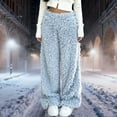 thumbnail image 2 of Levmjia Women's Fuzzy Sweatpants Winter Warm Plush Wide Leg Pants High Waisted Elastic Waist Casual Loose Fit Long Trousers with Pockets Solid Color Cozy Lounge Pants, 2 of 5
