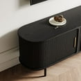 thumbnail image 4 of POVISON-70.87"Mid-Century Modern Tambour Door TV Stand,5 Cabinets,Black TV Console,Ash Rolling Door Media Console with legs, 4 of 8