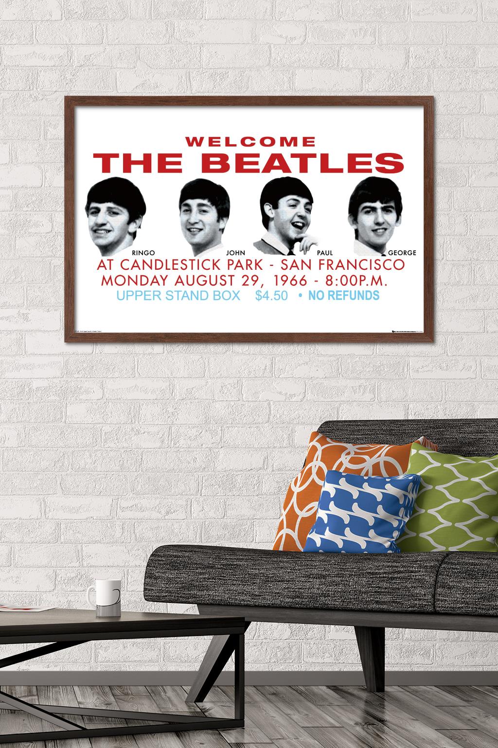 The Beatles - Candlestick Park Landscape Wall Poster, 22.375" x 34" Framed
