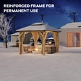 thumbnail image 6 of 10'x10' Hardtop Gazebo, Aluminum Frame Canopy with Double Galvanized Steel Roof, Outdoor Metal Pavilion with Curtains and Netting for Backyard, Patio and Deck, Khaki, 6 of 12