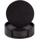 thumbnail image 1 of PU Leather Round Coasters, Set of 6, Black, 1 of 5